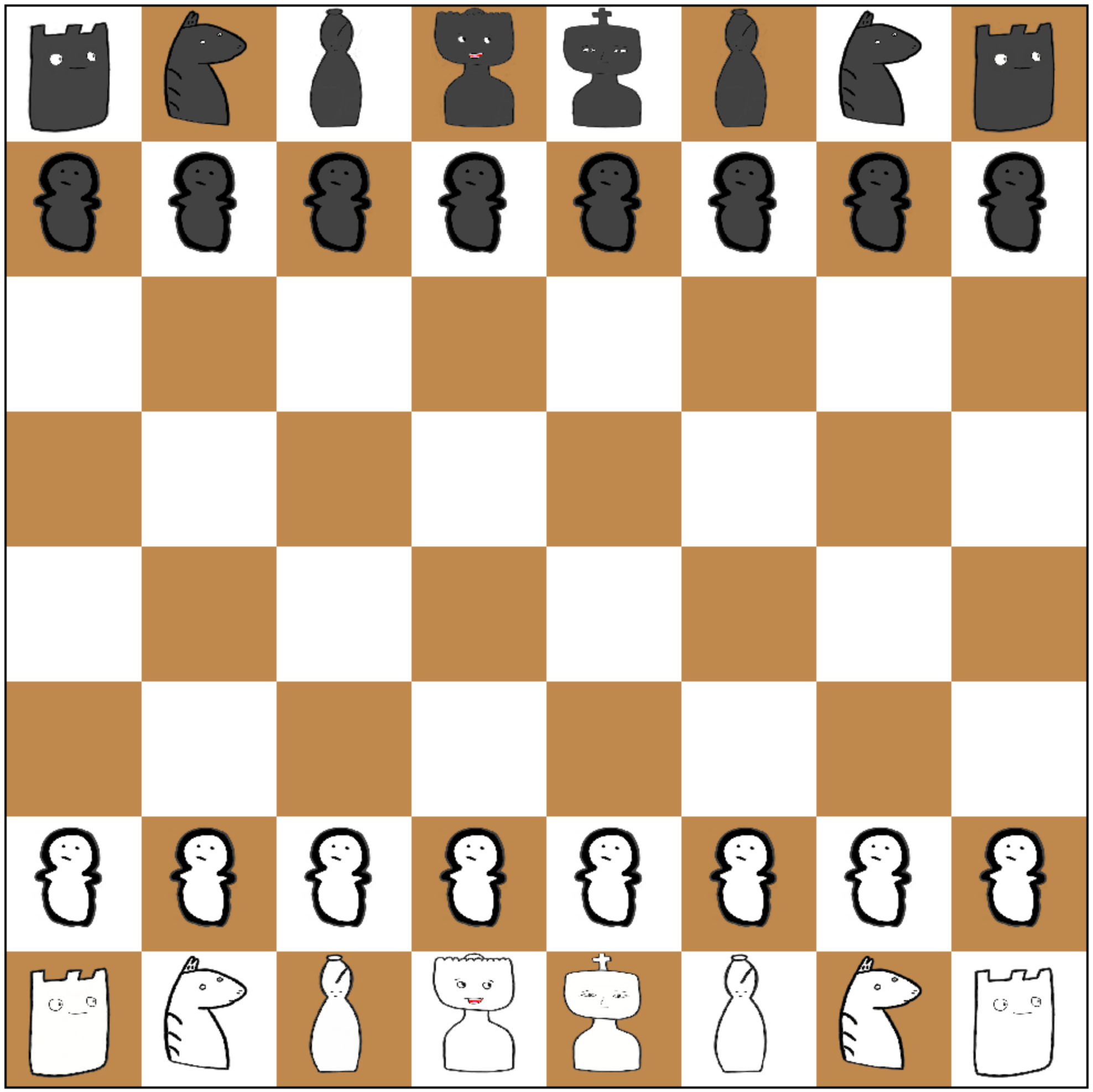 Hand-drawn chess set used at tournaments